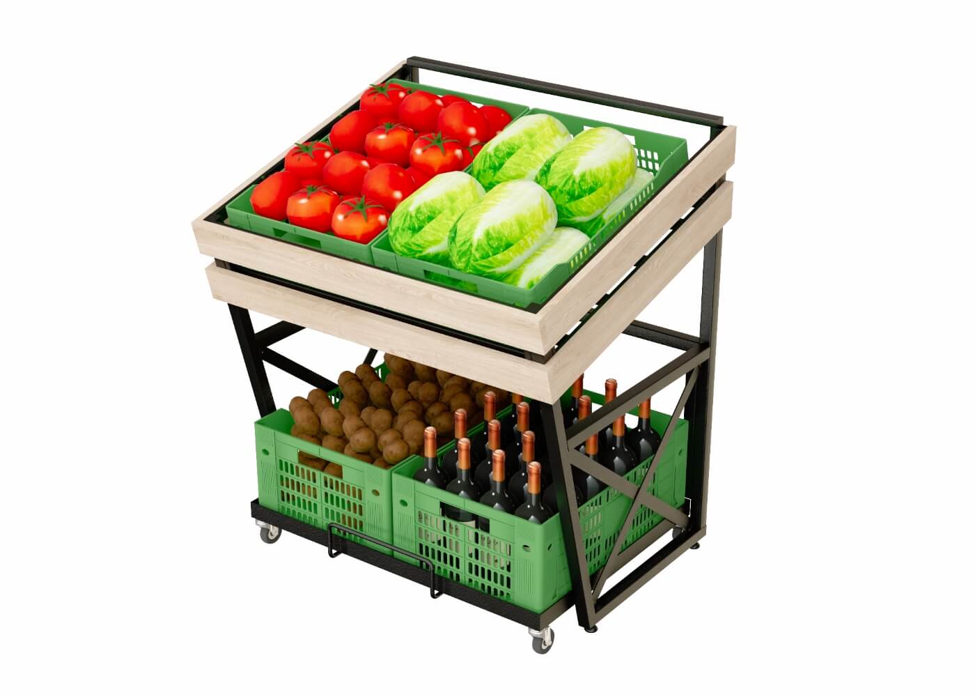 Gemüseregal X-Cameleon 1- Sektion mit Mini-Lade und Kisten