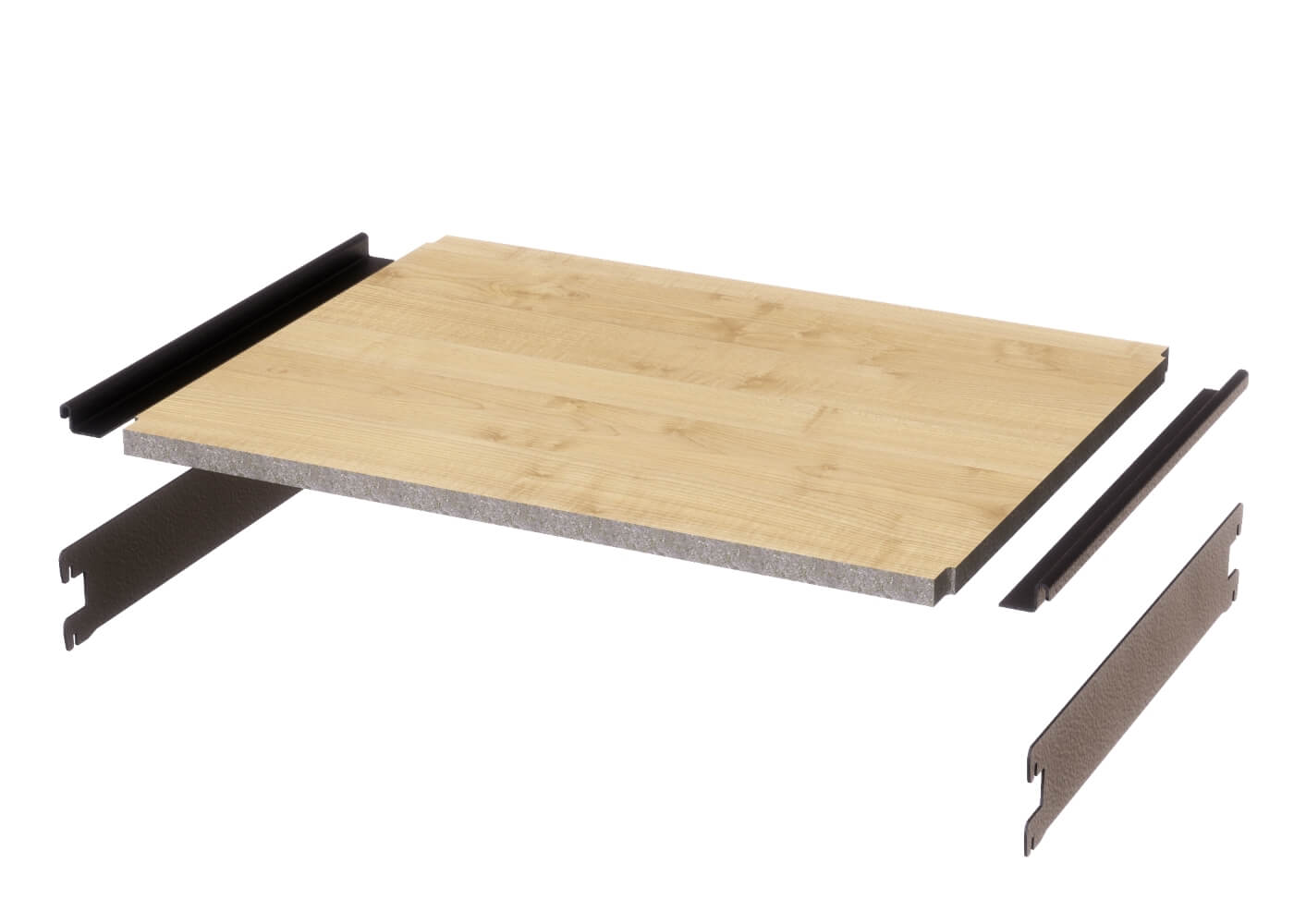 Holzfachboden HEAVY ST in Birke für das Ladenbau Regalsystem ELEGANCE - Set ohne Verstärkungsprofile (extra) HB