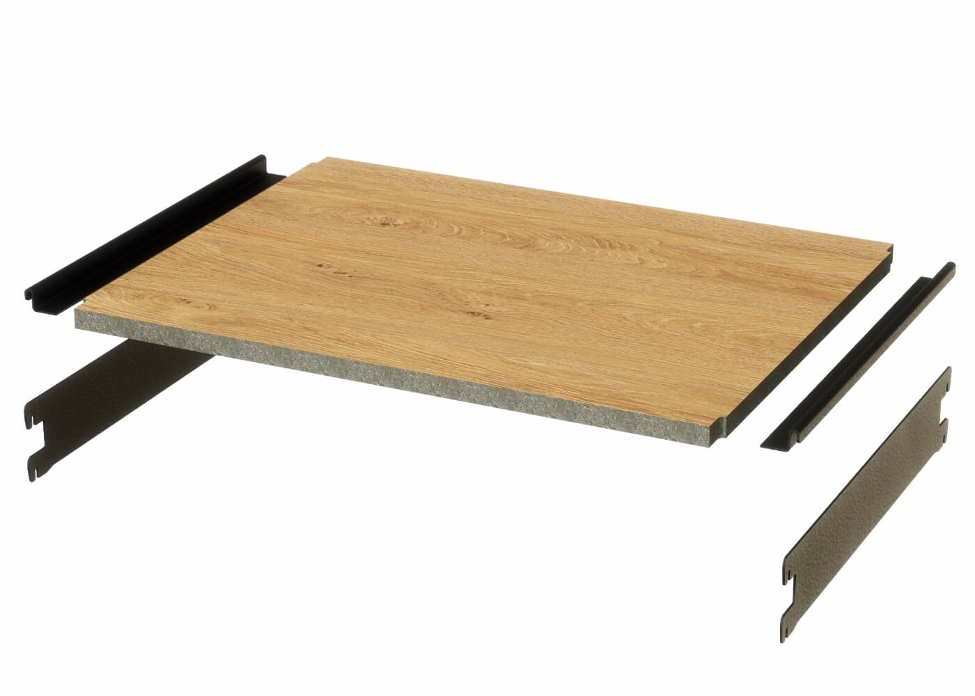 Holzfachboden HEAVY ST in Eiche für das Ladenbau Regalsystem ELEGANCE - Set ohne Verstärkungsprofile (extra) HB