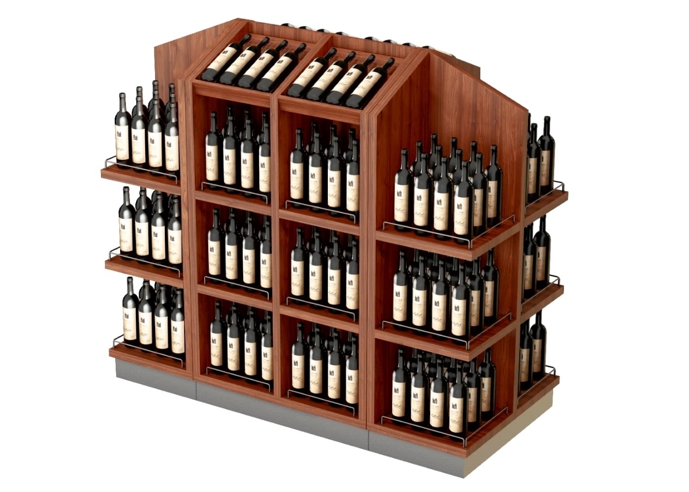 Weinregal aus Holz. Mittelraumregal für Weine und Getränke. Regalsystem von A-West
